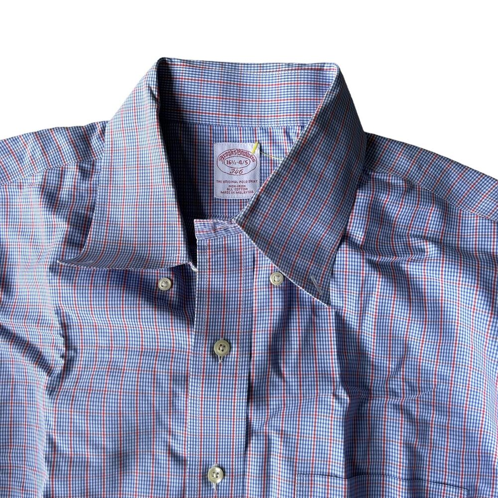 Brooks Brothers 346 Shirt 16.5 4/5 Men's Blue The Original Polo Shirt All Cotton - Picture 7 of 12